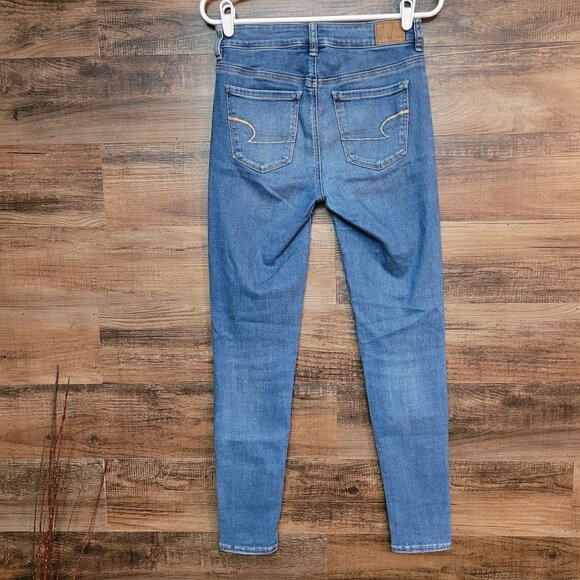 American Eagle Jeans 4 R Jegging Next Level Stretch Hi Rise Medium Light Wash - Picture 2 of 11